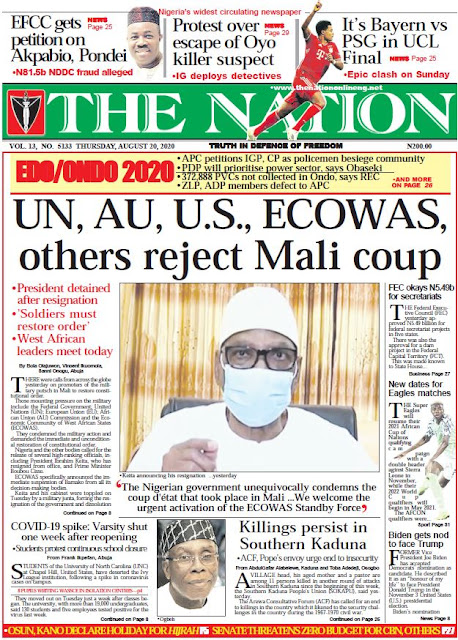 Front Page Headlines From 4 Top Newspapers In Nigeria