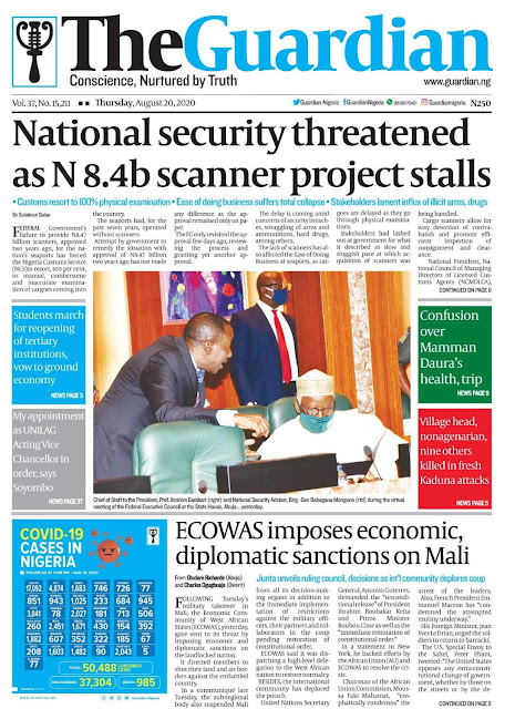 Front Page Headlines From 4 Top Newspapers In Nigeria